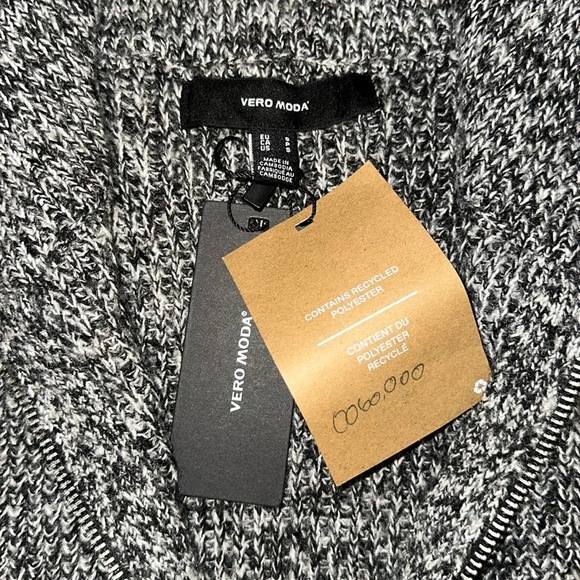 NWT Vero Moda Long Sleeve Black & Gray Sweater Dress (S) - Picture 4 of 6